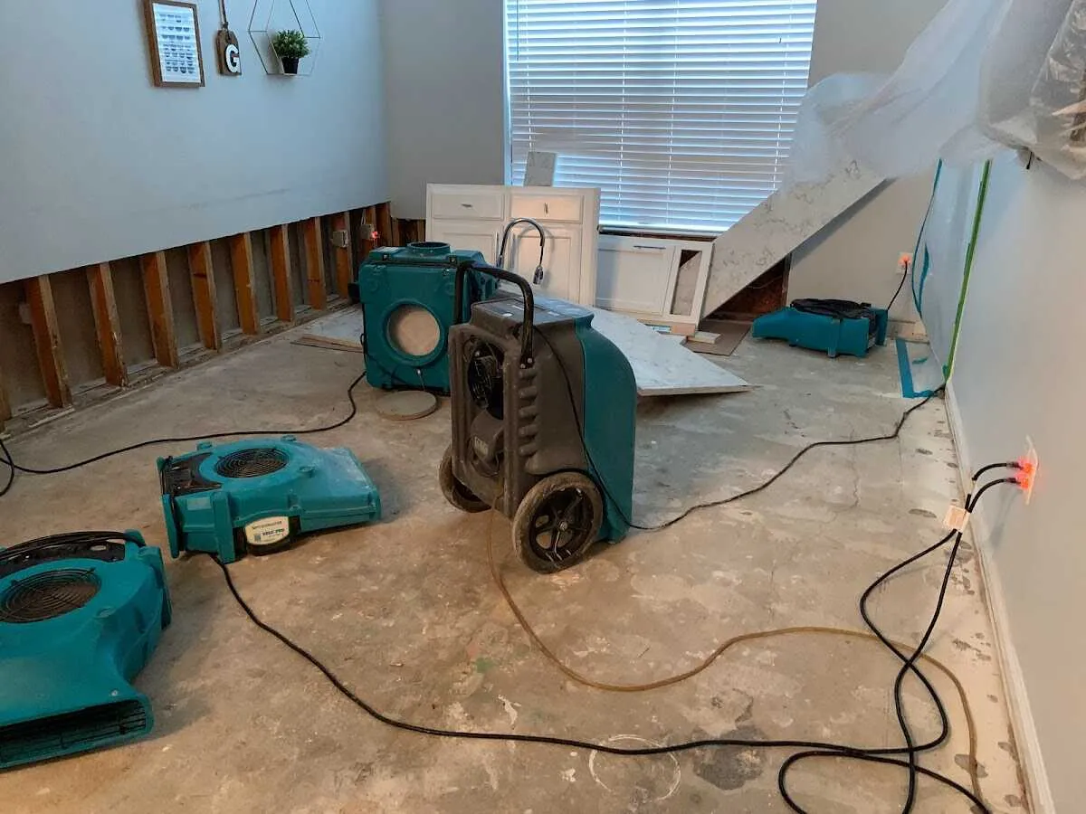 Dehumidifier in flood-cut room for Water Extraction & Removal in Evansville